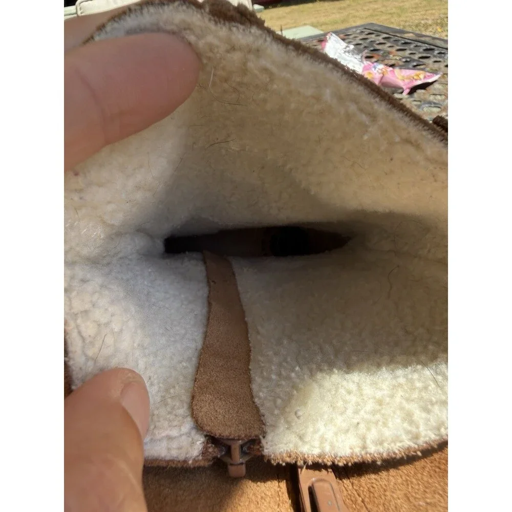 Livie & Luca Shoes Boots Sonoma Tan Brown Suede Leather Fringe Sherpa Lined 2 Y